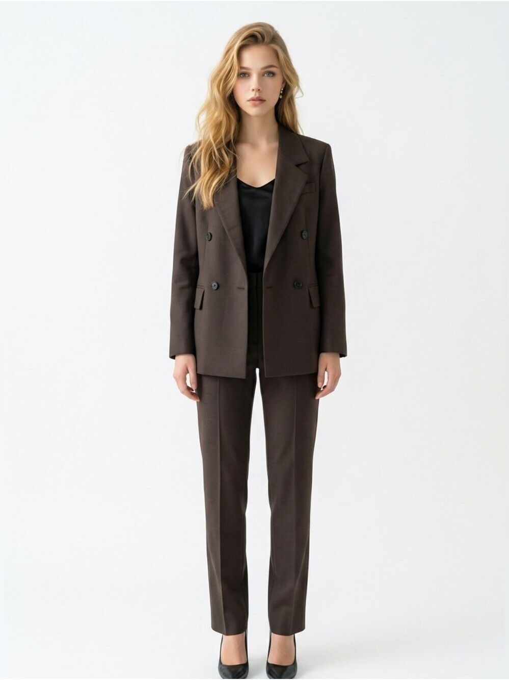 COS Double-Breasted Brown Blazer Jacket - Women's Tailored Coat - Picture 2 of 14